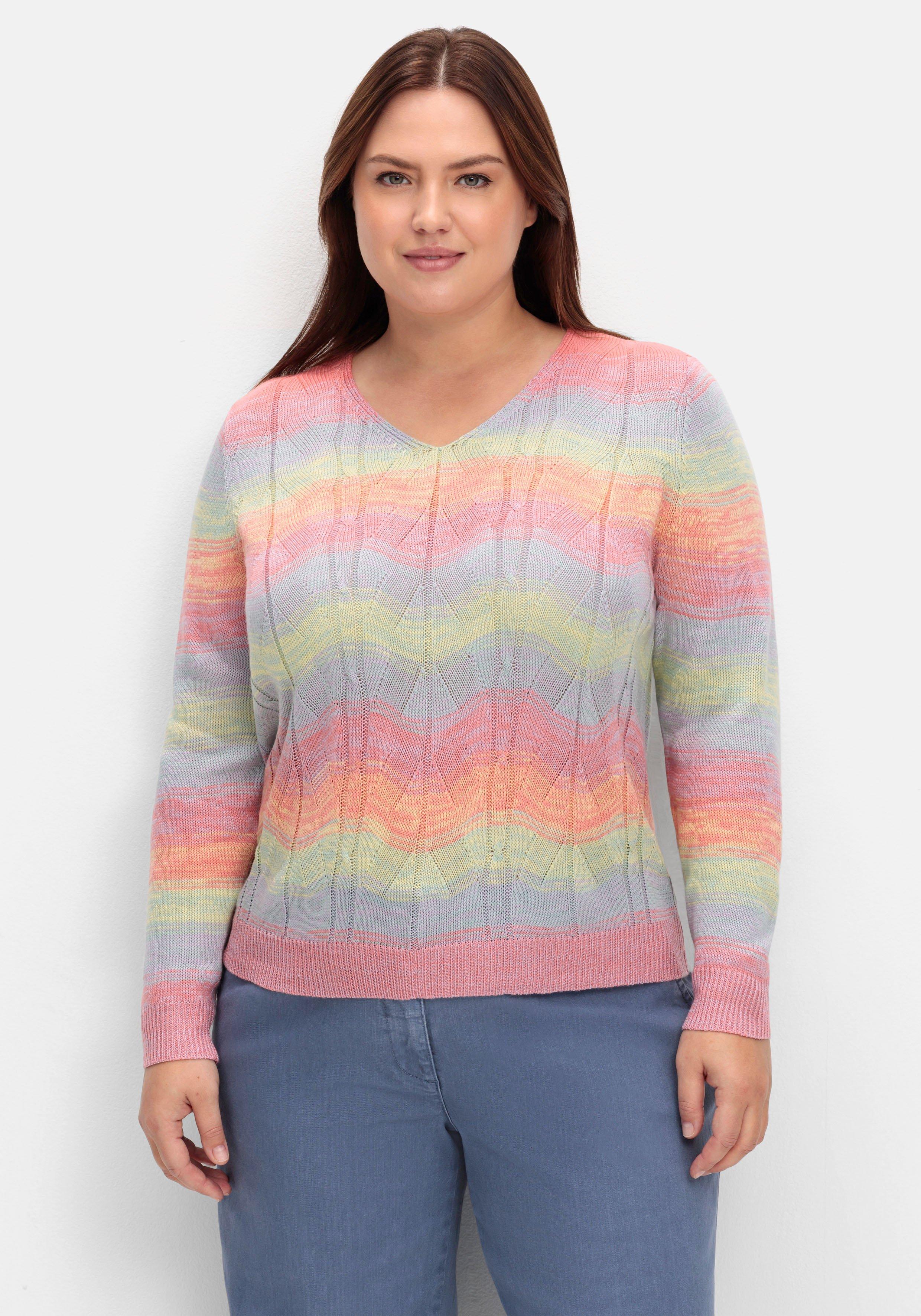 Pullover mit Ajourstrickmuster im Farbverlauf