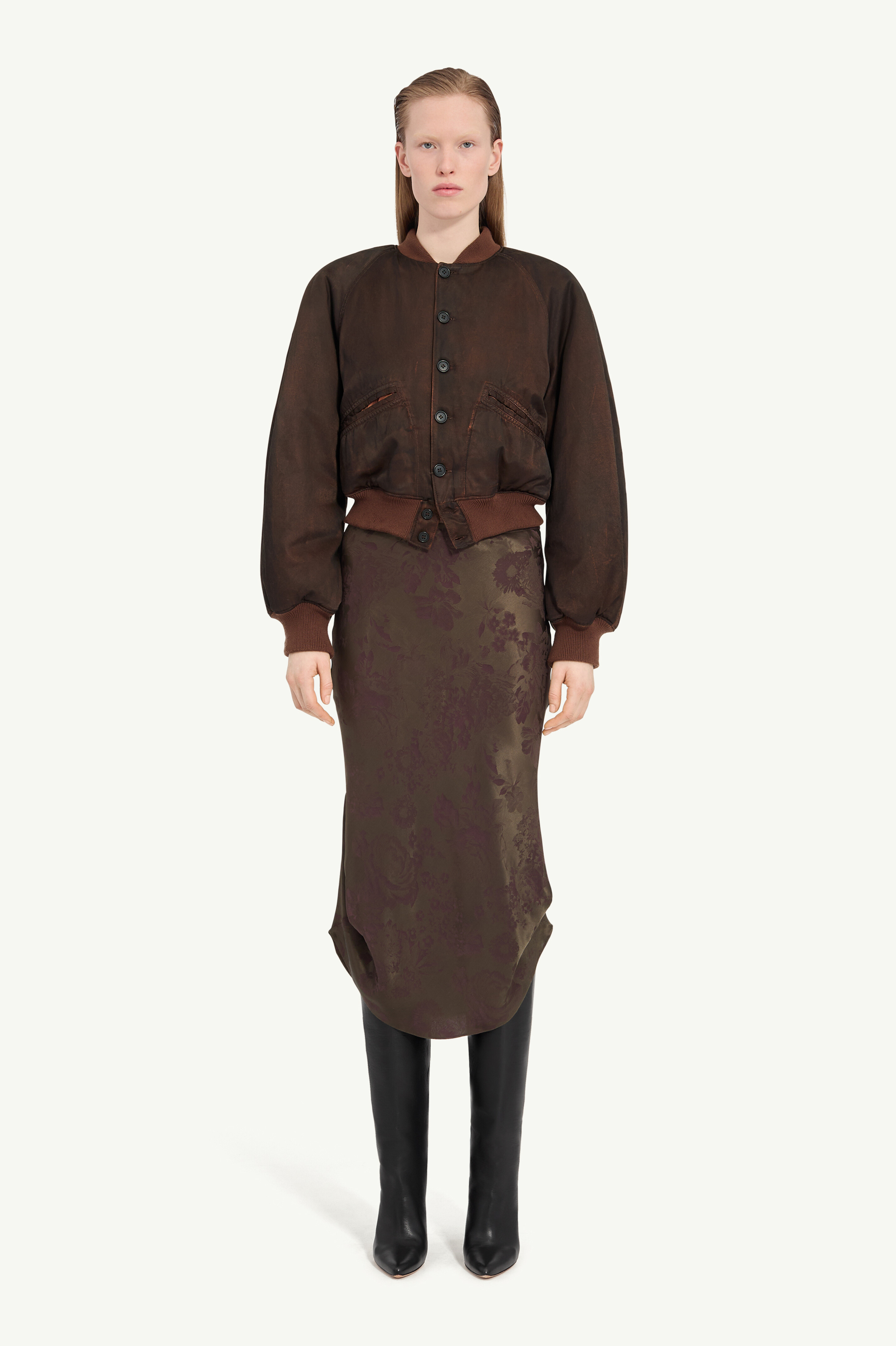 Veste bomber en coton-viscose pour femme | MM6 Brun