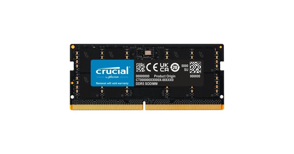 Crucial32 GB DDR5-4800 laptopgeheugen  (Zwart, CT32G48C40S5)