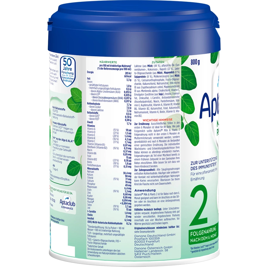 Aptamil Folgenahrung 2 Milk Plants 4x 800 g ab dem 6. Monat