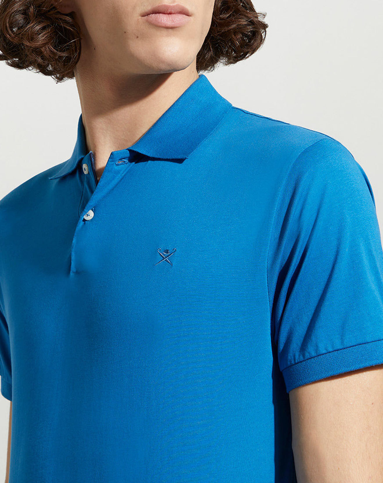 Hackett London Polo en Jersey Regular Fit uni Smart bleu moyen