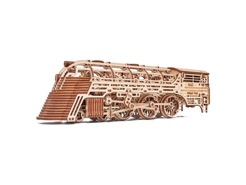 WoodTrick Bausatz Atlantic Express-Zug Zug mit Personenwagen, 3D-Bausatz aus Holz