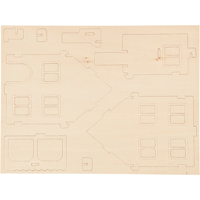 3D Konstruksjonsfigur, Hus med hveranda, str. 22,5x16x17,5, 1 stk.