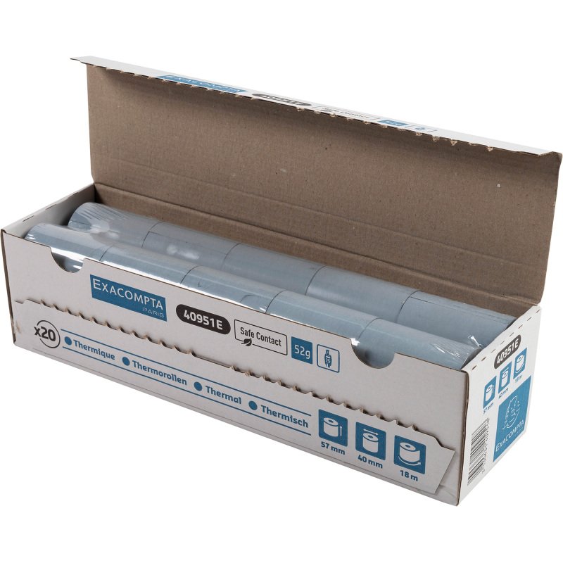 Bobines Terminaux bancaires Exacompta 40951E - l 57 mm x L 18 m, Ø 40 mm - 1 pli(s) - paquet de 20