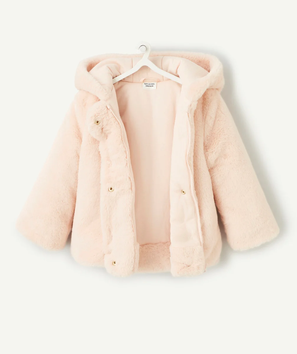 BLOUSON BÉBÉ FILLE EN REMBOURRAGE RECYCLÉ IMITATION FOURRURE ROSE