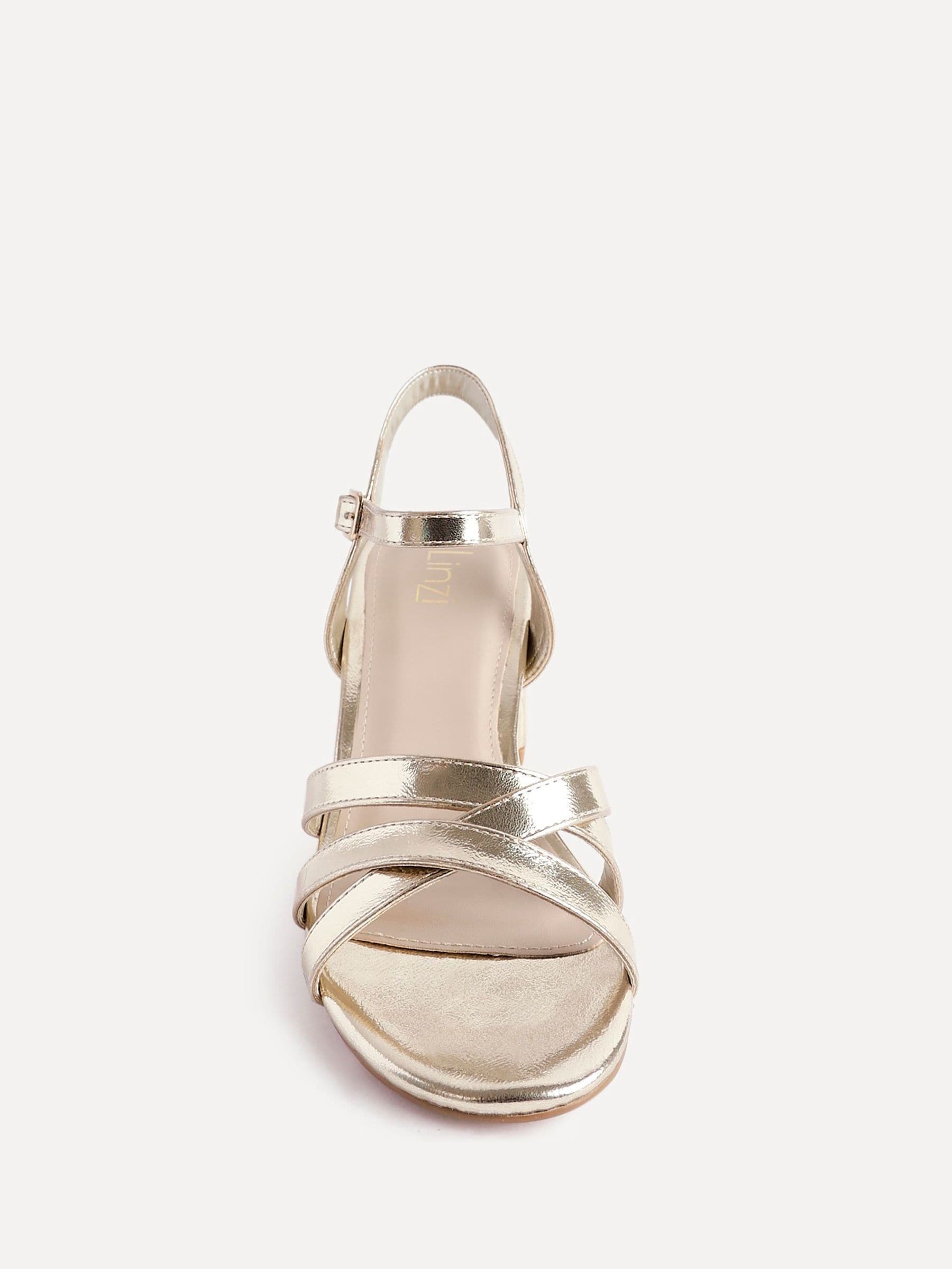 Goud - Linzi Flair Heeled With Cross Front Straps Sandals