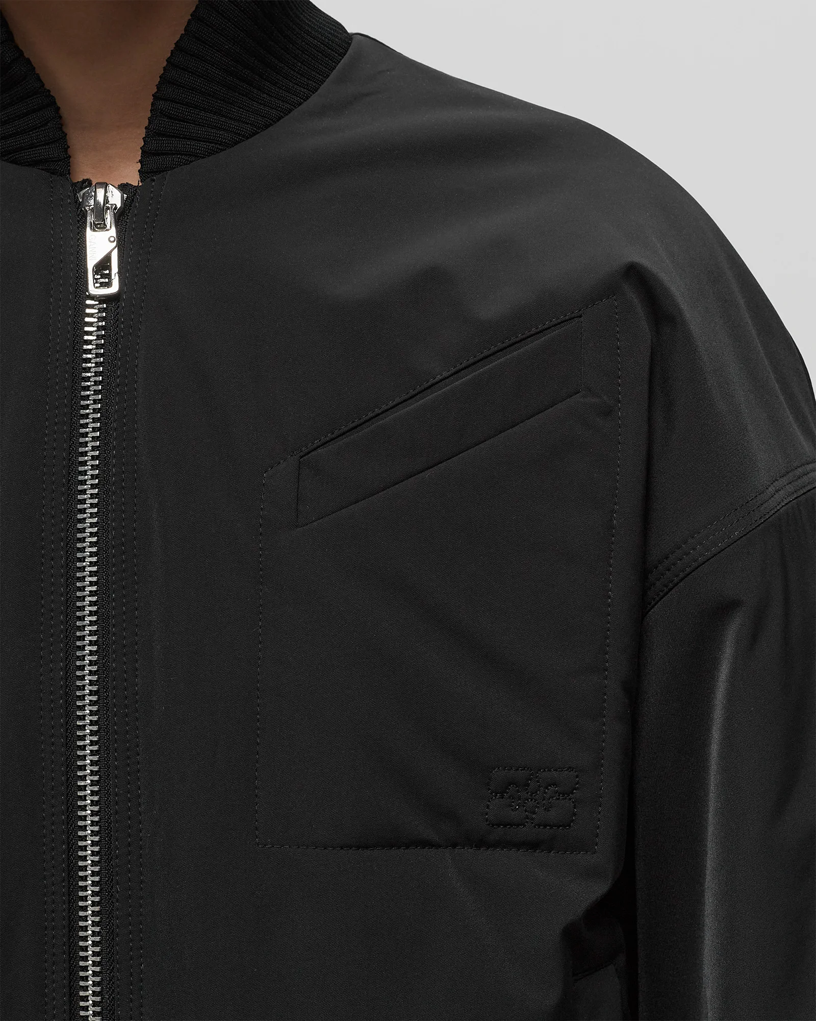 Ganni Light Twill Oversized Short Bomber Jacket