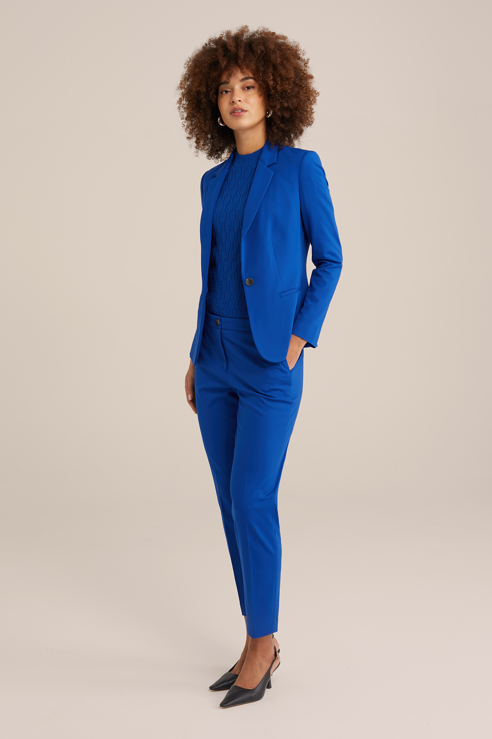 slim fit pantalon met stretch WE Fashion Felblauw