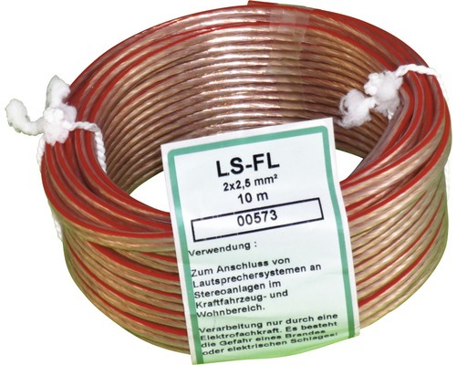 Luidsprekerkabel LS-FL 2x2,5 mm² 10 m transparant