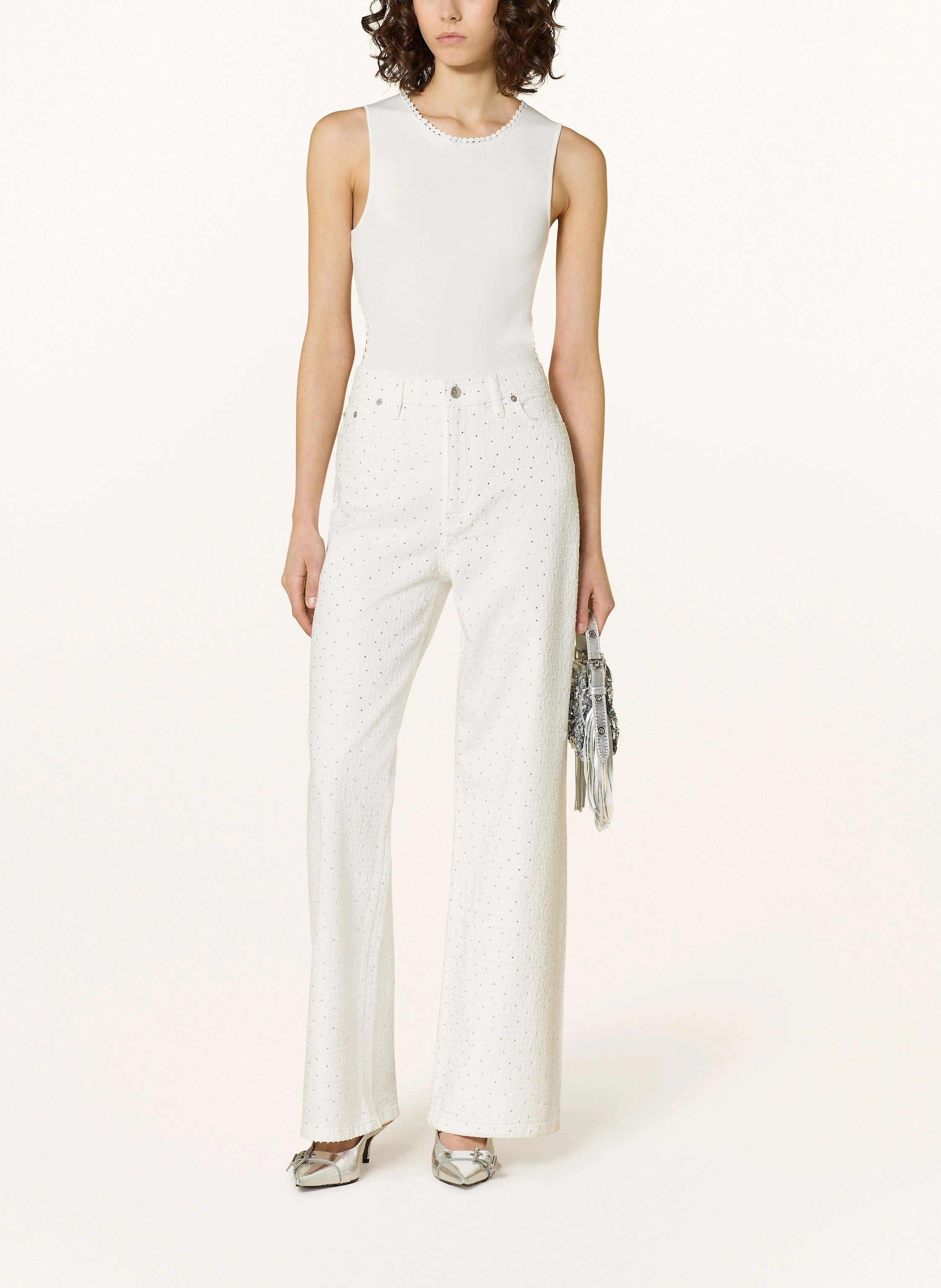 maje Strick-Body mit Cut-out und Spitze