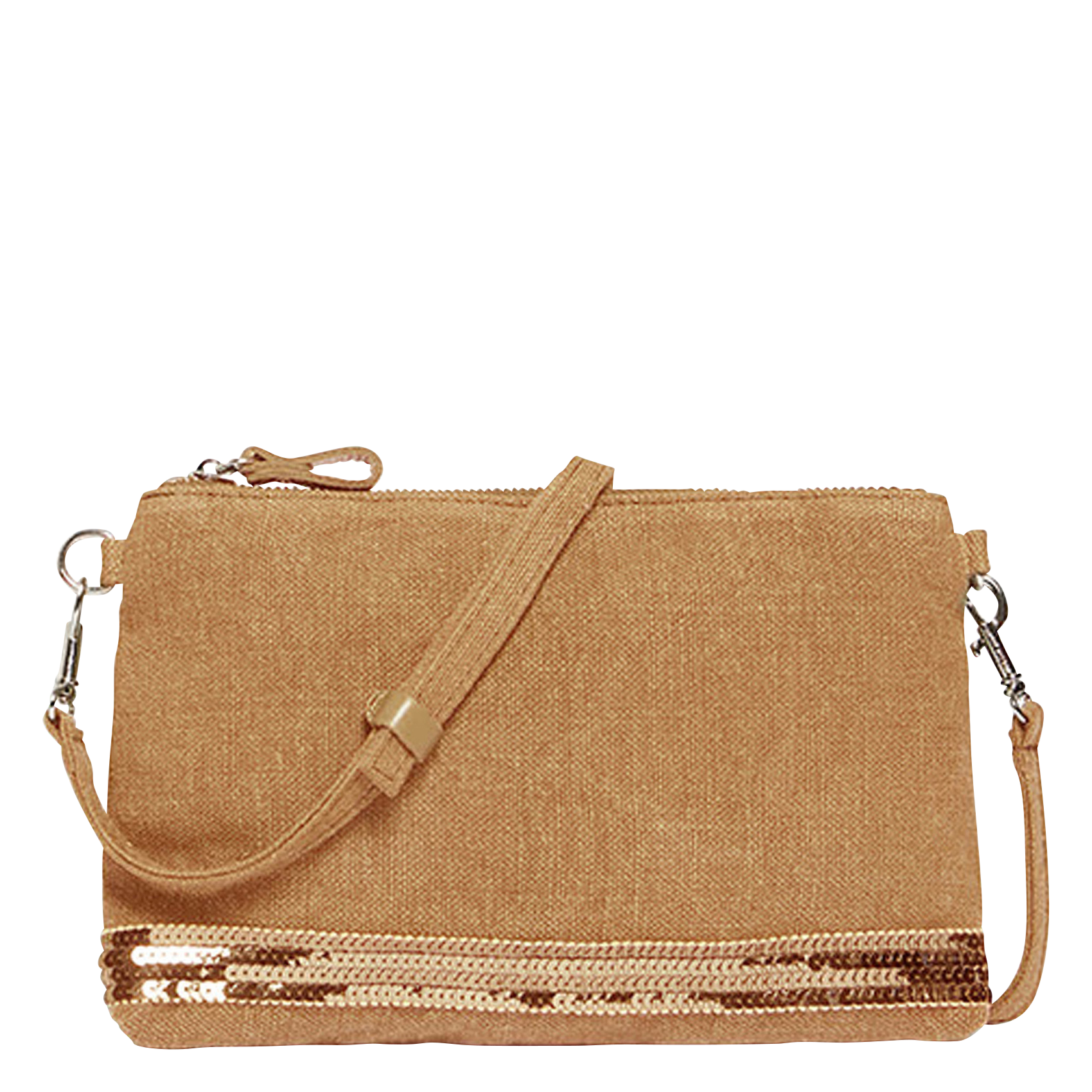 Pochette bandoulière en lin | Marron