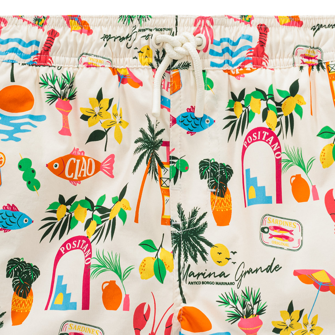 Jonas Nielsen Jungen Badeshorts mit Allover-Muster weiss / bunt