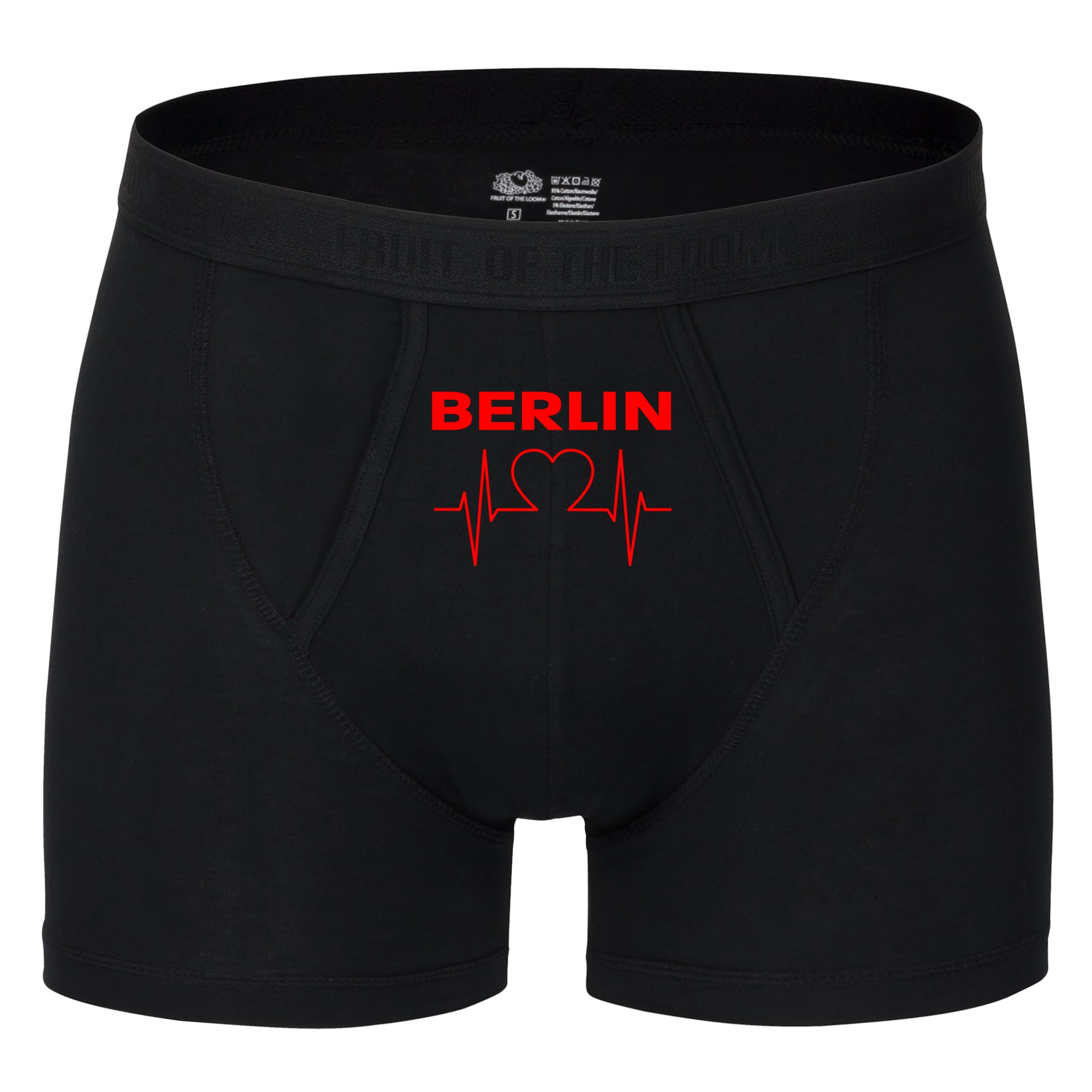 multifanshop® Herren Boxer Short - Berlin rot - Herzschlag - Druck rot