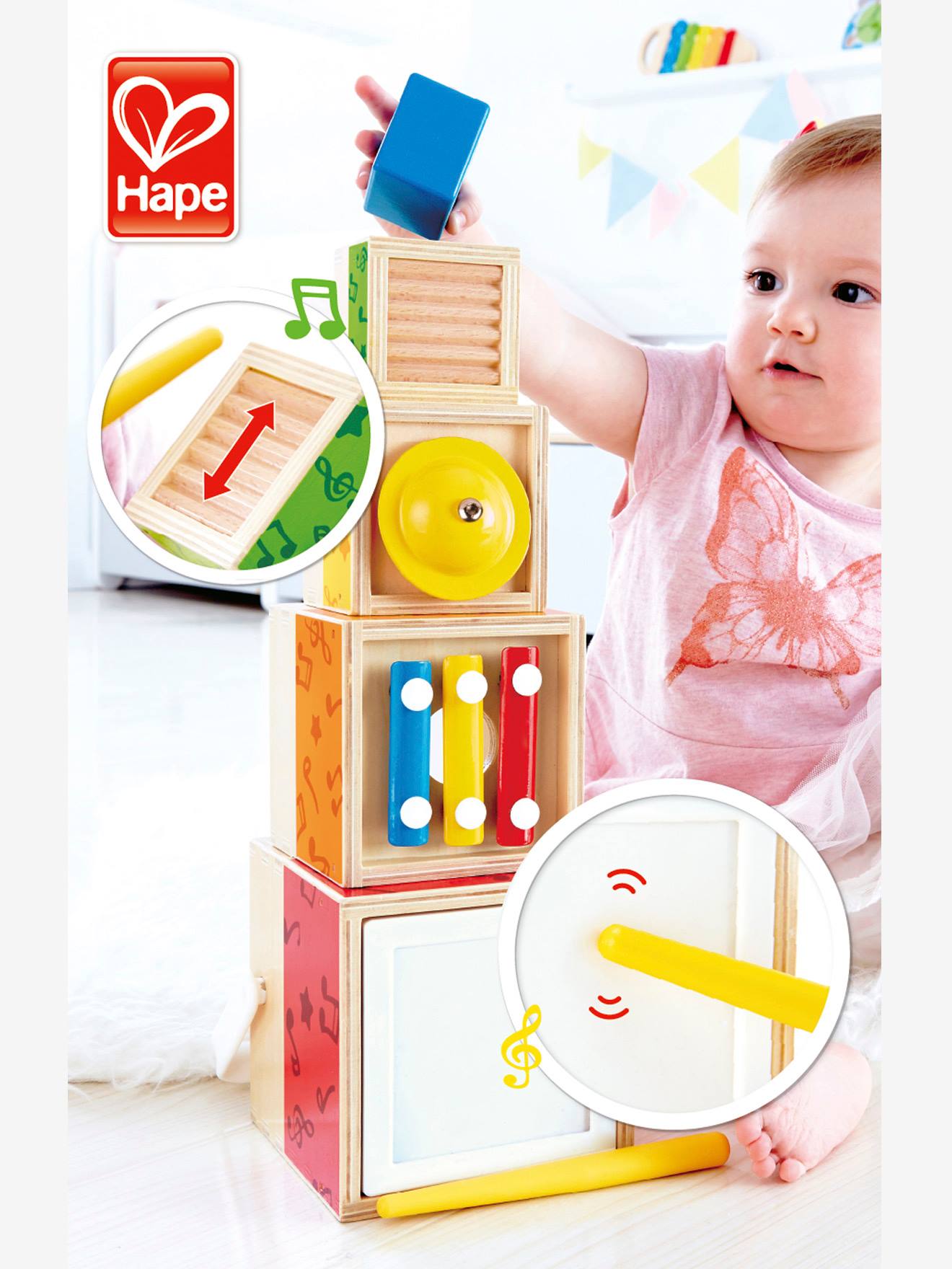 caixas de encaixe musicais vermelhas HAPE