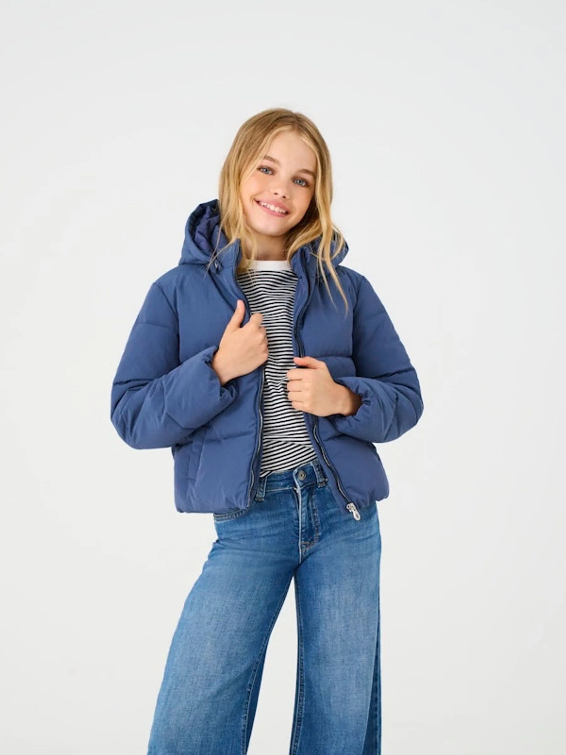ONLY KIDS Blauwe Gewatteerde Jas