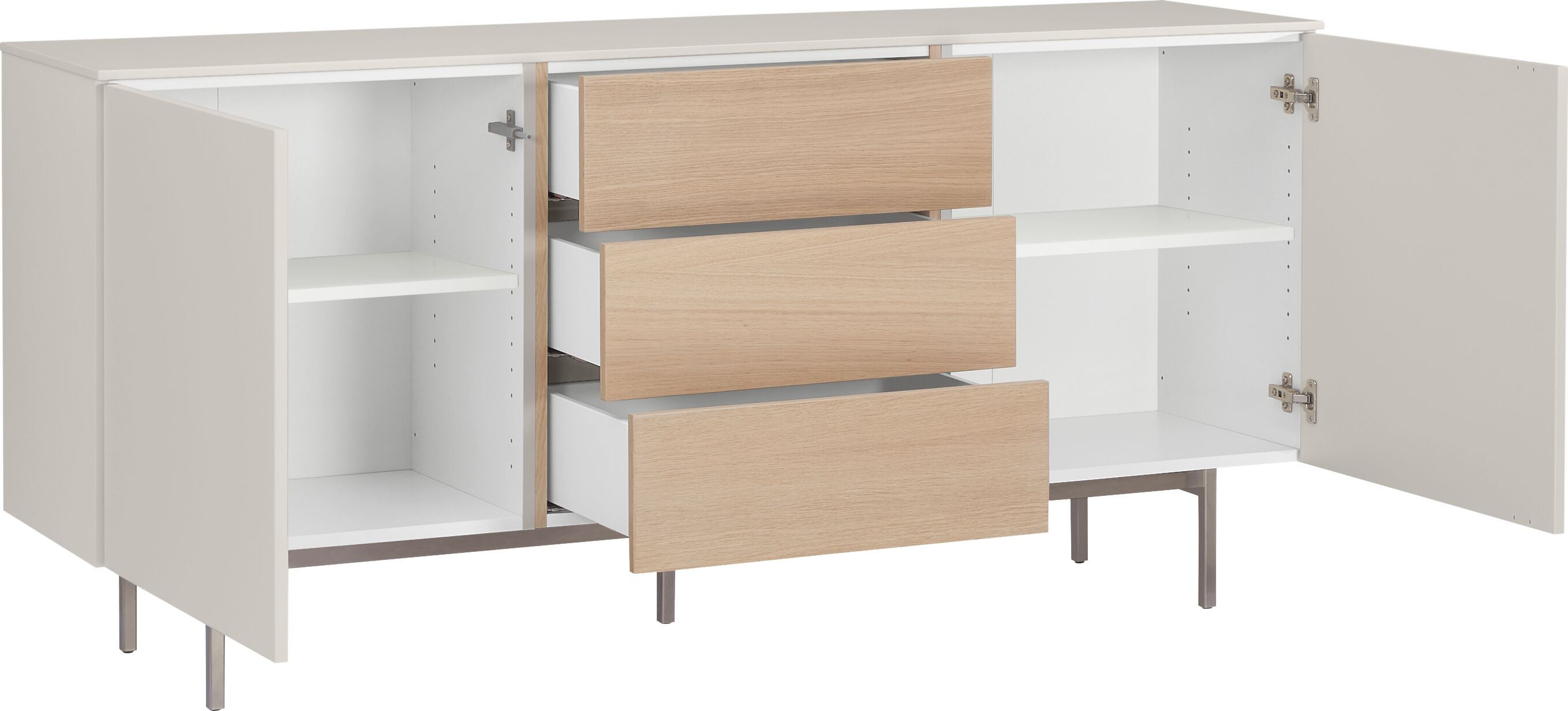 TILL Sideboard - Eiche / Taupe / B: 168.0 cm x T: 41.0 cm x H: 77.0 cm