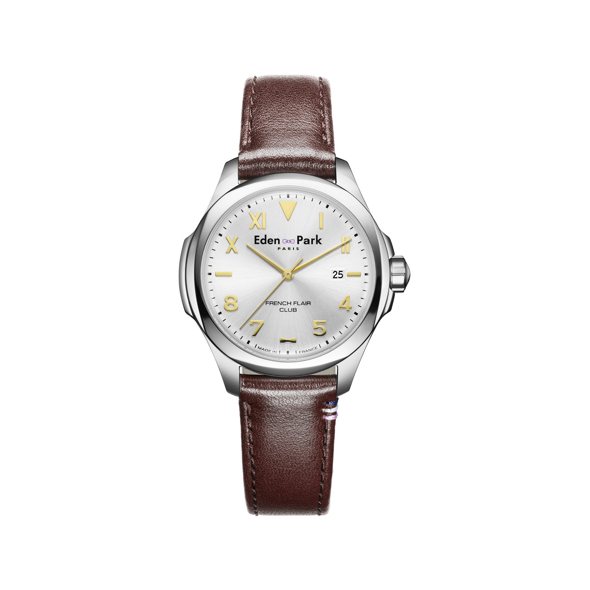 Montre EDEN PARK Club homme bracelet cuir brun
