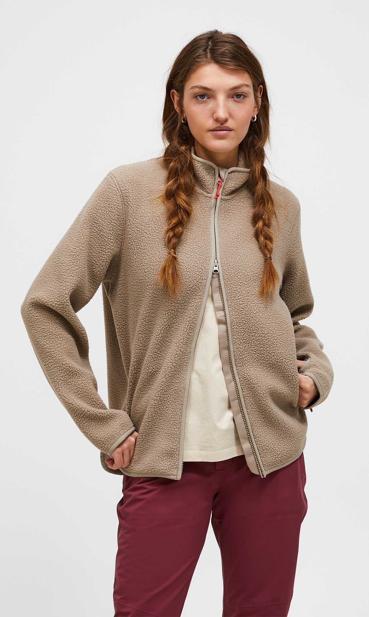 Pile Zip Jacket Dame Avid Beige