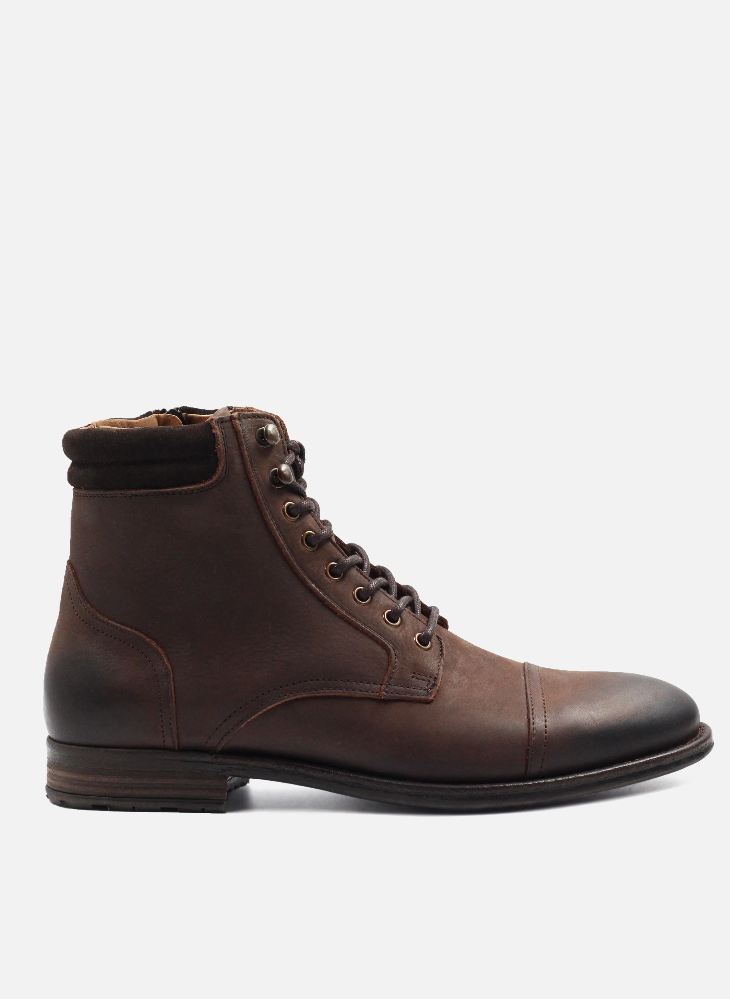 Ranger boots à col cuir | Marron