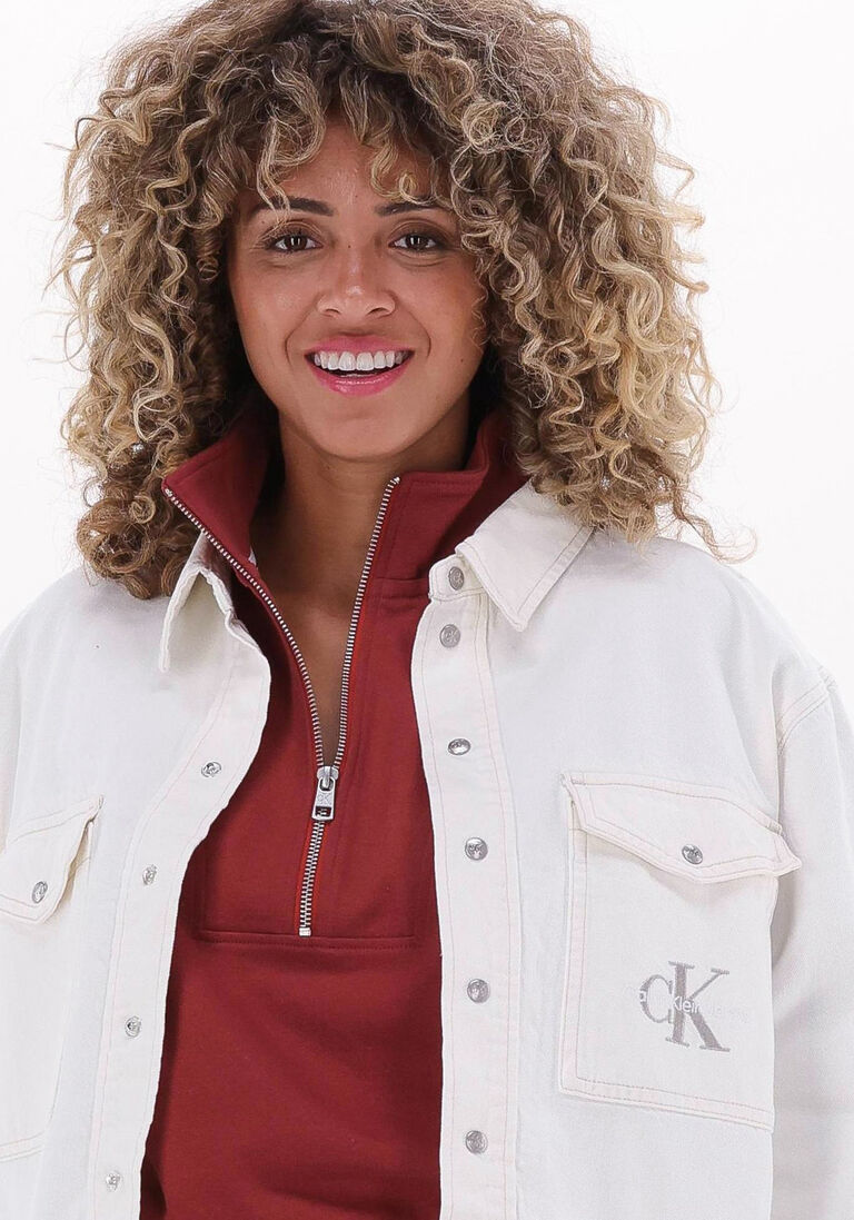 CALVIN KLEIN witte calvin klein spijkerjas cropped utility shirt