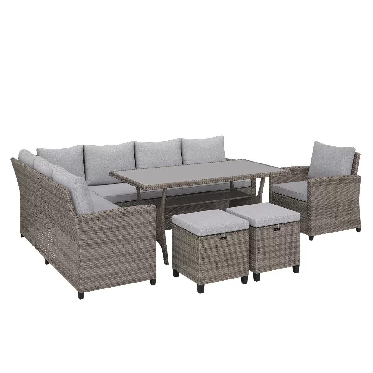Beldano Loungegarnitur Porto new 5-teilig links braun,grau