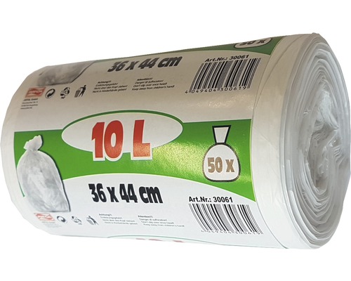 Witte vuilniszakken, 10 liter, 50 stuks