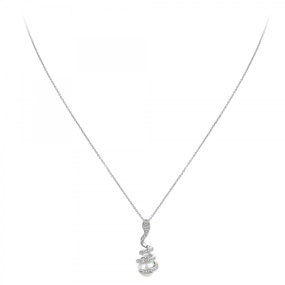 Collier serpent SC Crystal orné de zirconium et décoré d'une perle