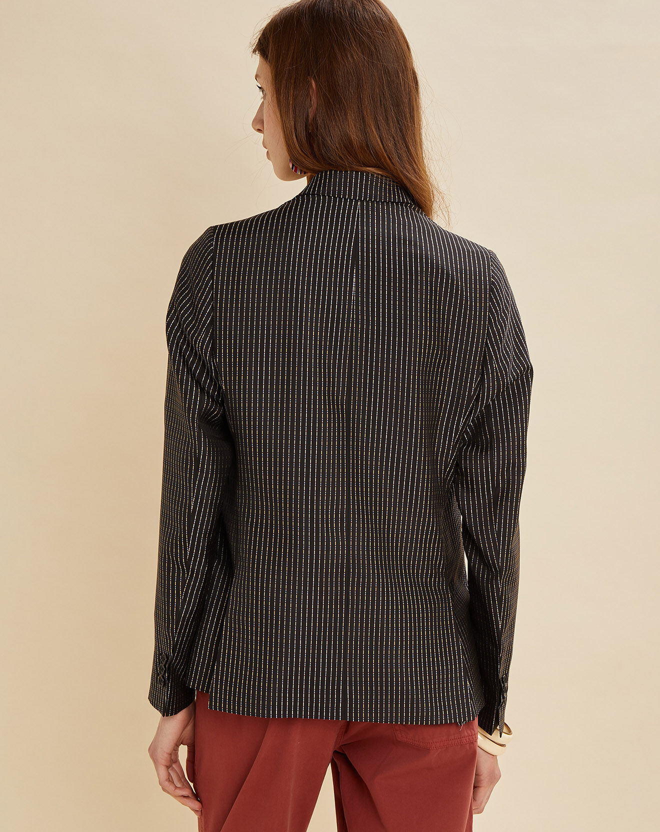 Chloé Stora Veste Umami rayée noire