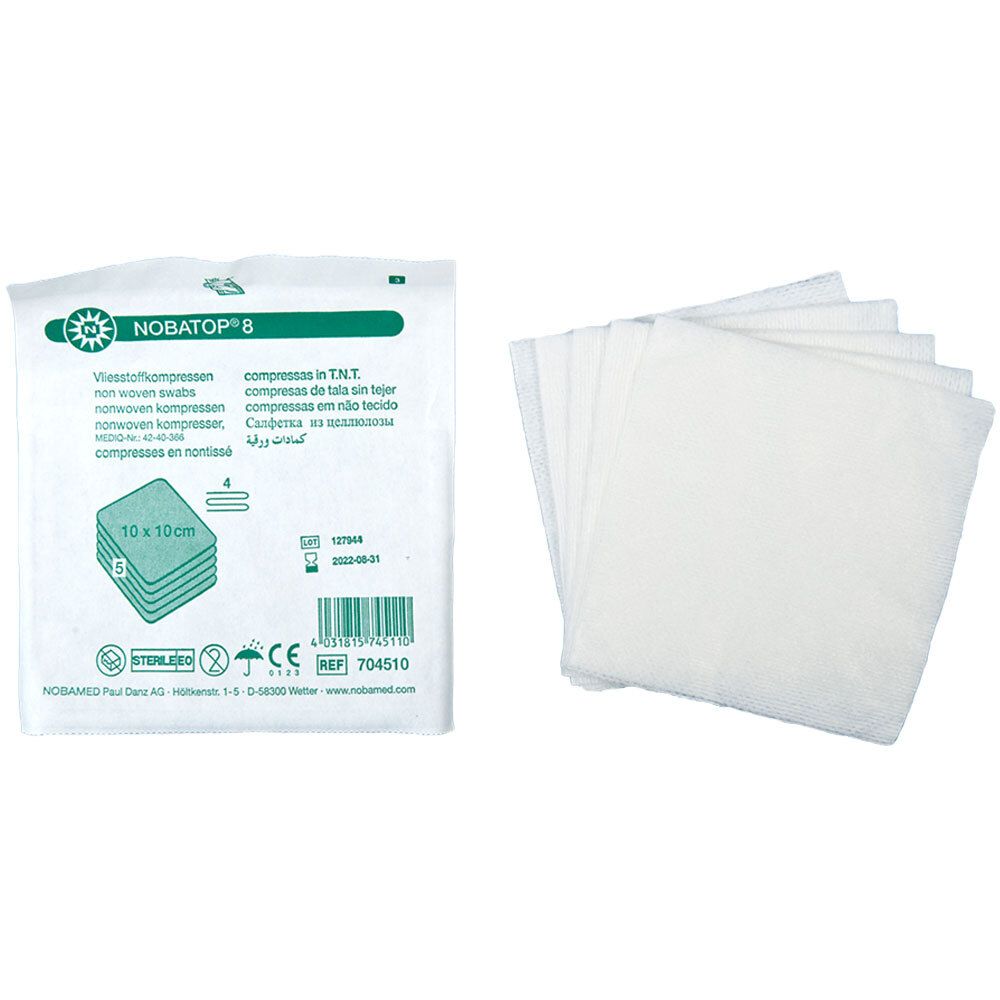 NOBATOP® Vliesstoffkompressen 8fach 10 x 10 cm steril