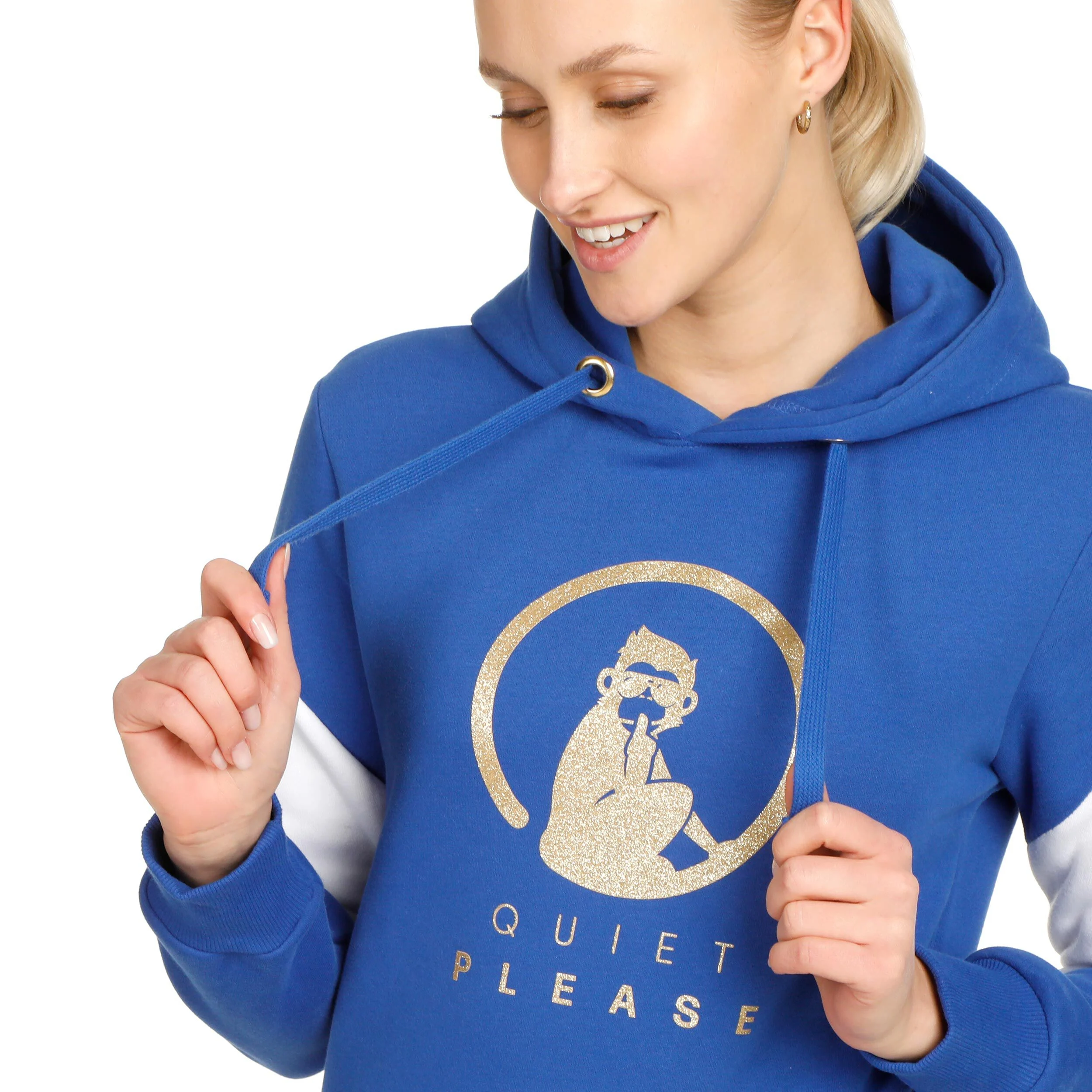 Quiet Please Retro Stripe Sweat À Capuche Femmes - Bleu , Multicouleur