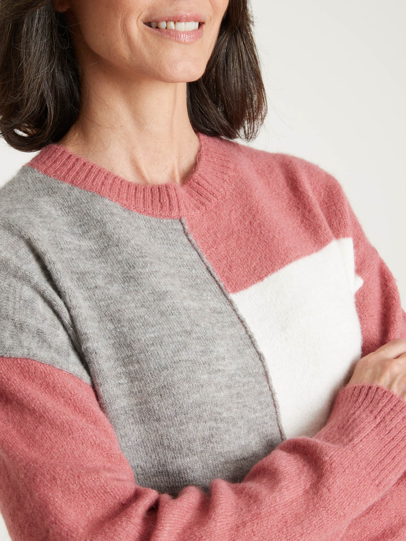 Pull colorblock avec laine et mohair