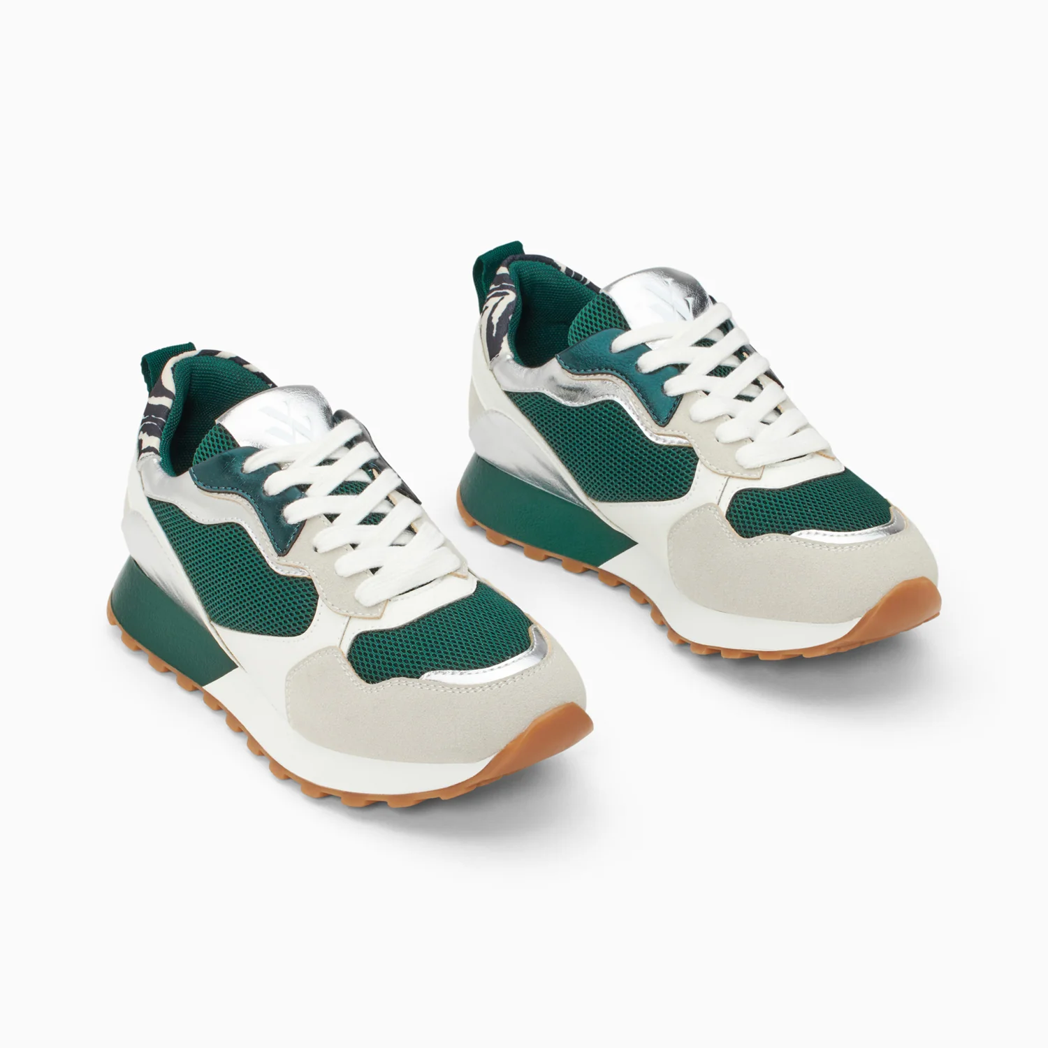 Sneakers-Baskets Bérénice vert et gris à semelle running