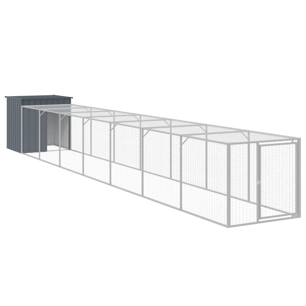 Poulailler avec cour anthracite 110x813x110 cm acier galvanisé