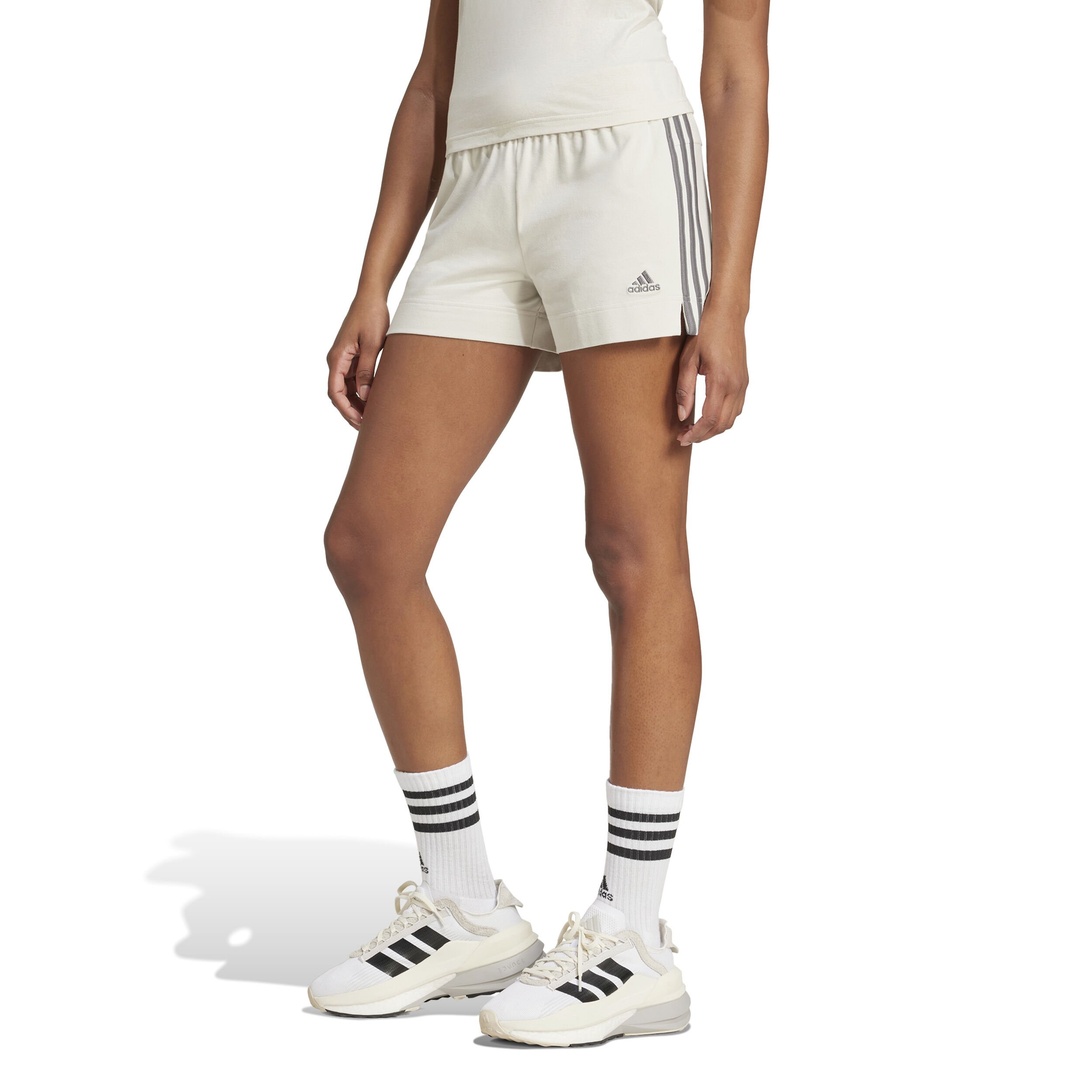 adidas 3Stripes Single Jerseys Shorts Femmes - Crème