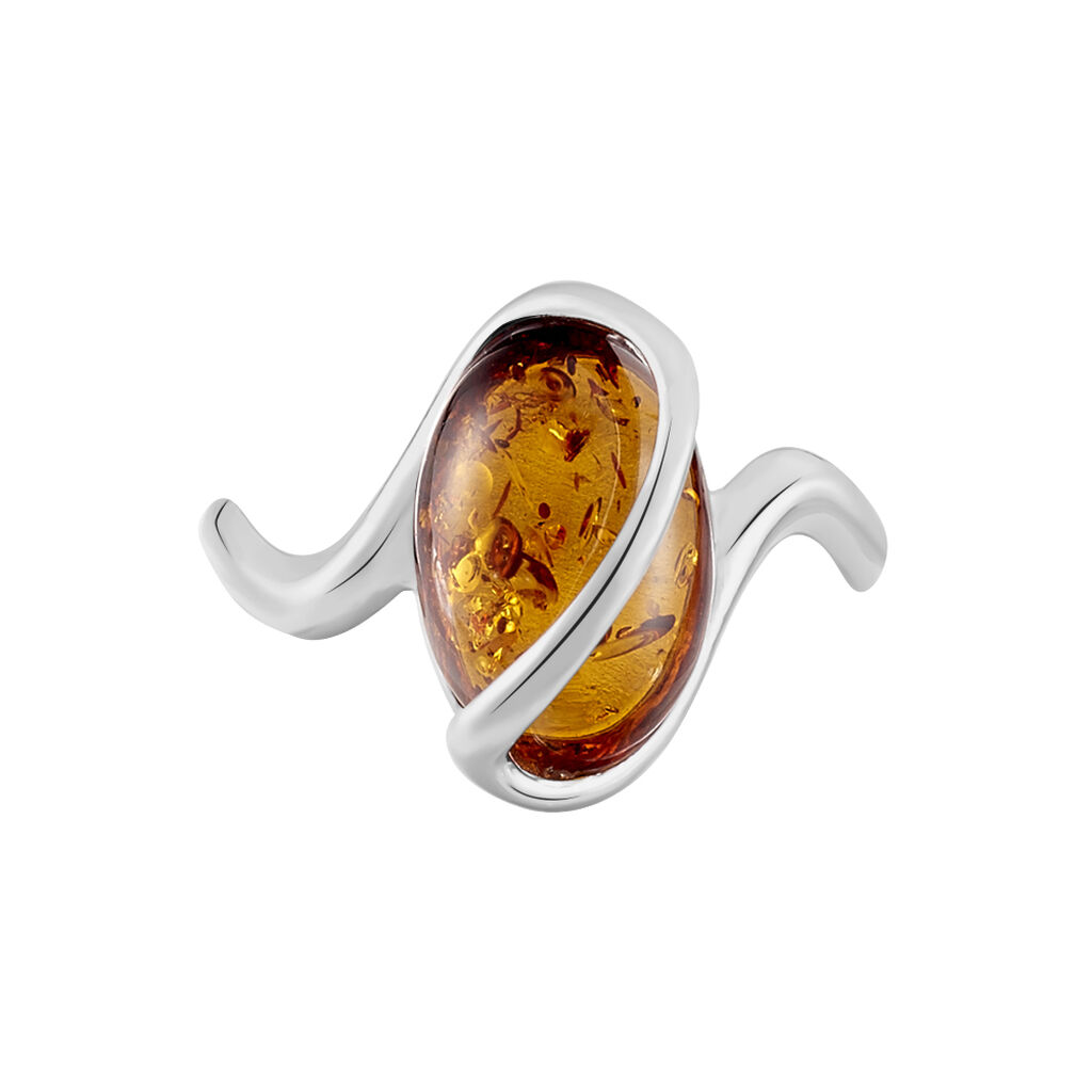Bague Argent Blanc Leeloo Ambre