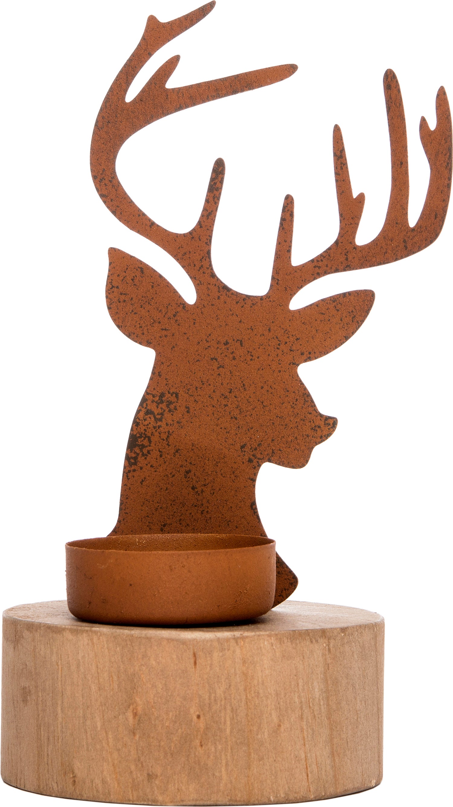 Waxinelichthouder met hert 8 x 17 cm