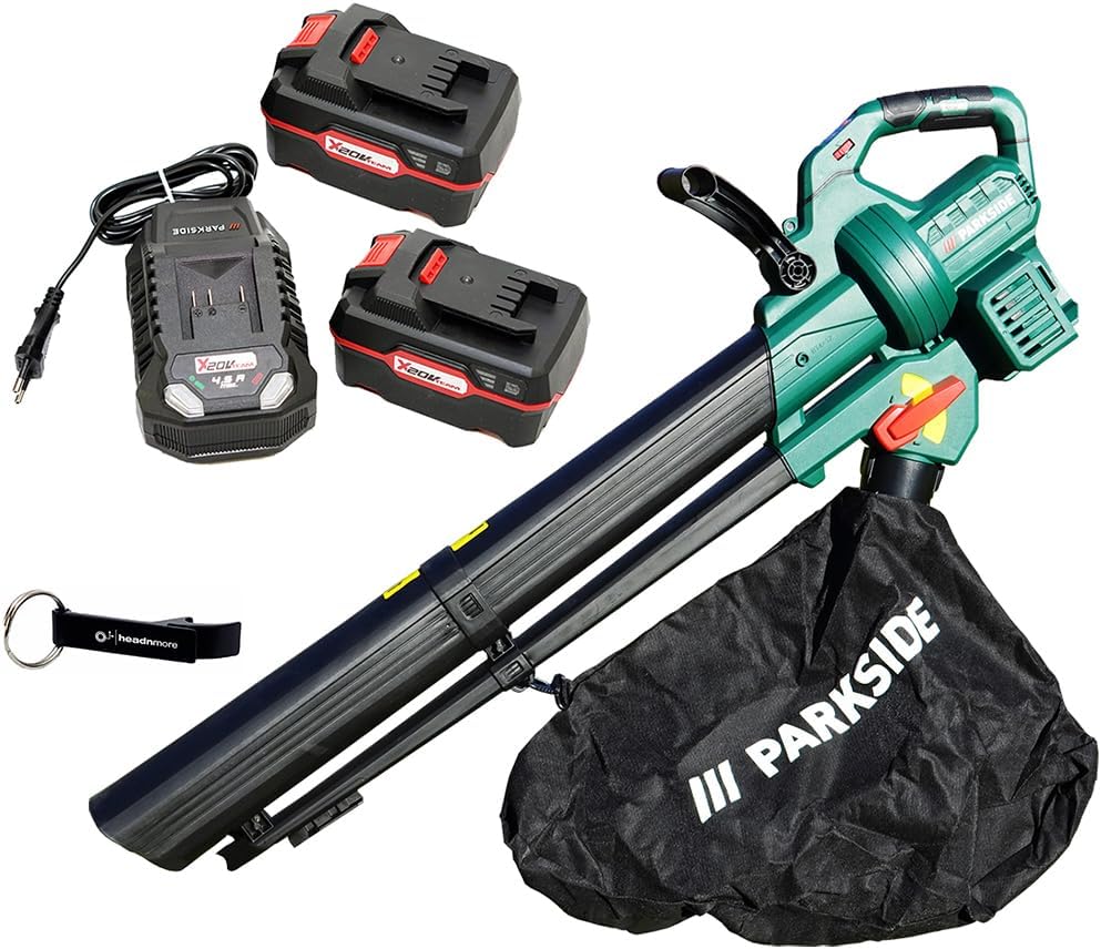 HEADNMORE® Bundle - Parkside® 40V Akku Laubsauger Laubbläser PLSBA 40 (inkl. 2x4Ah Akku) + Schlüsselanhänger