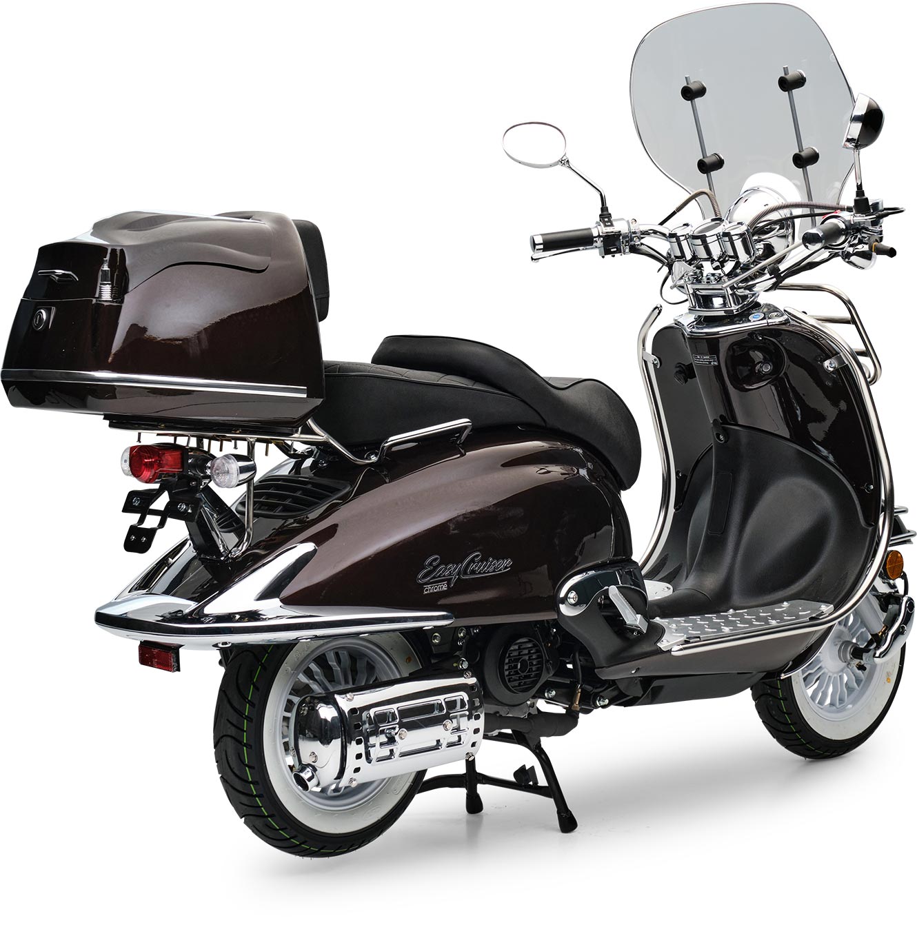 Motorroller Retro EasyCruiser Braun 50ccm 25 kmh Mofa Scooter