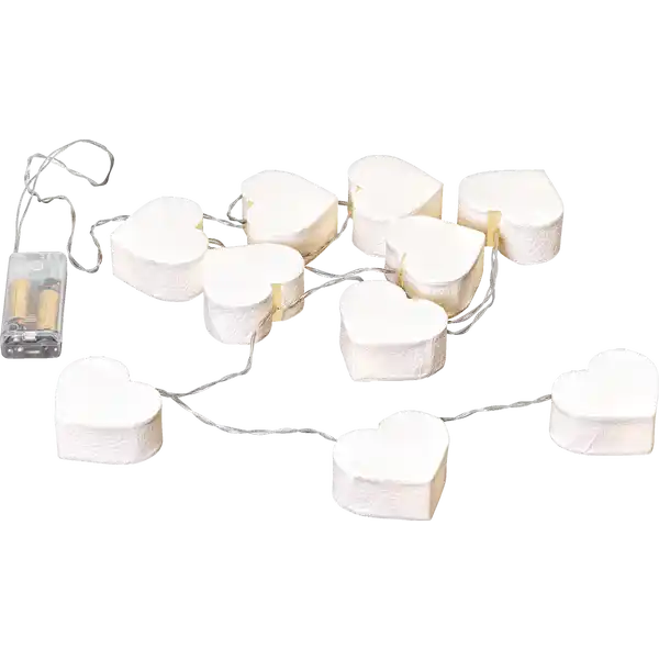 LED-Lichterkette Papierherzen weiß