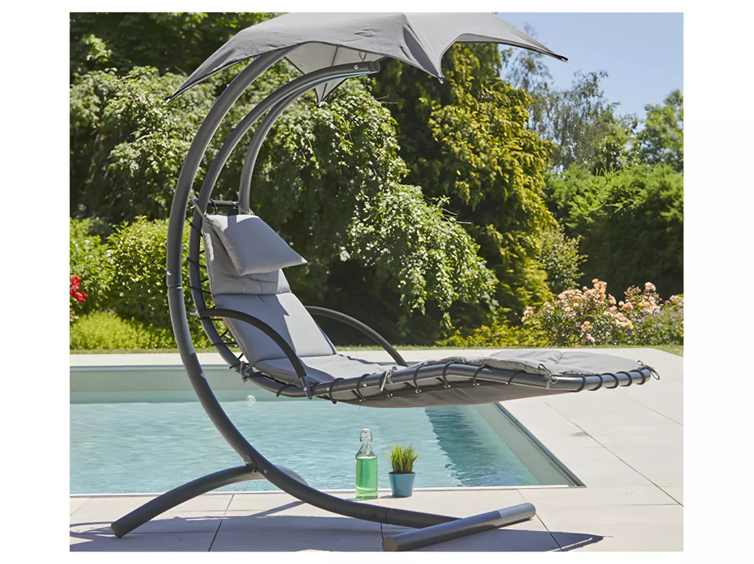 BENDIGO - Transat de jardin suspendu - Gris Anthracite