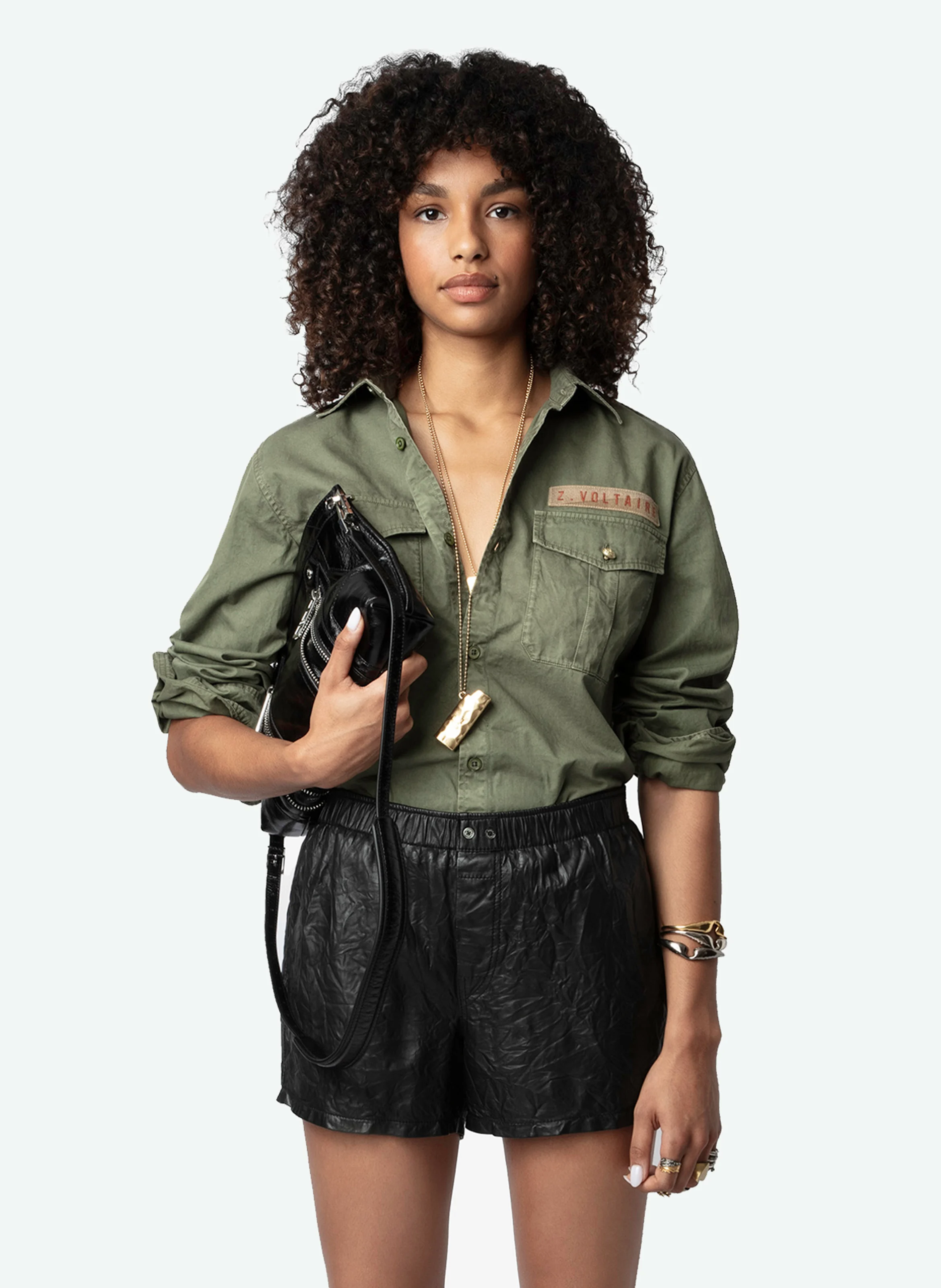 TASKAL - Chemise col classique en coton mélangé | Vert