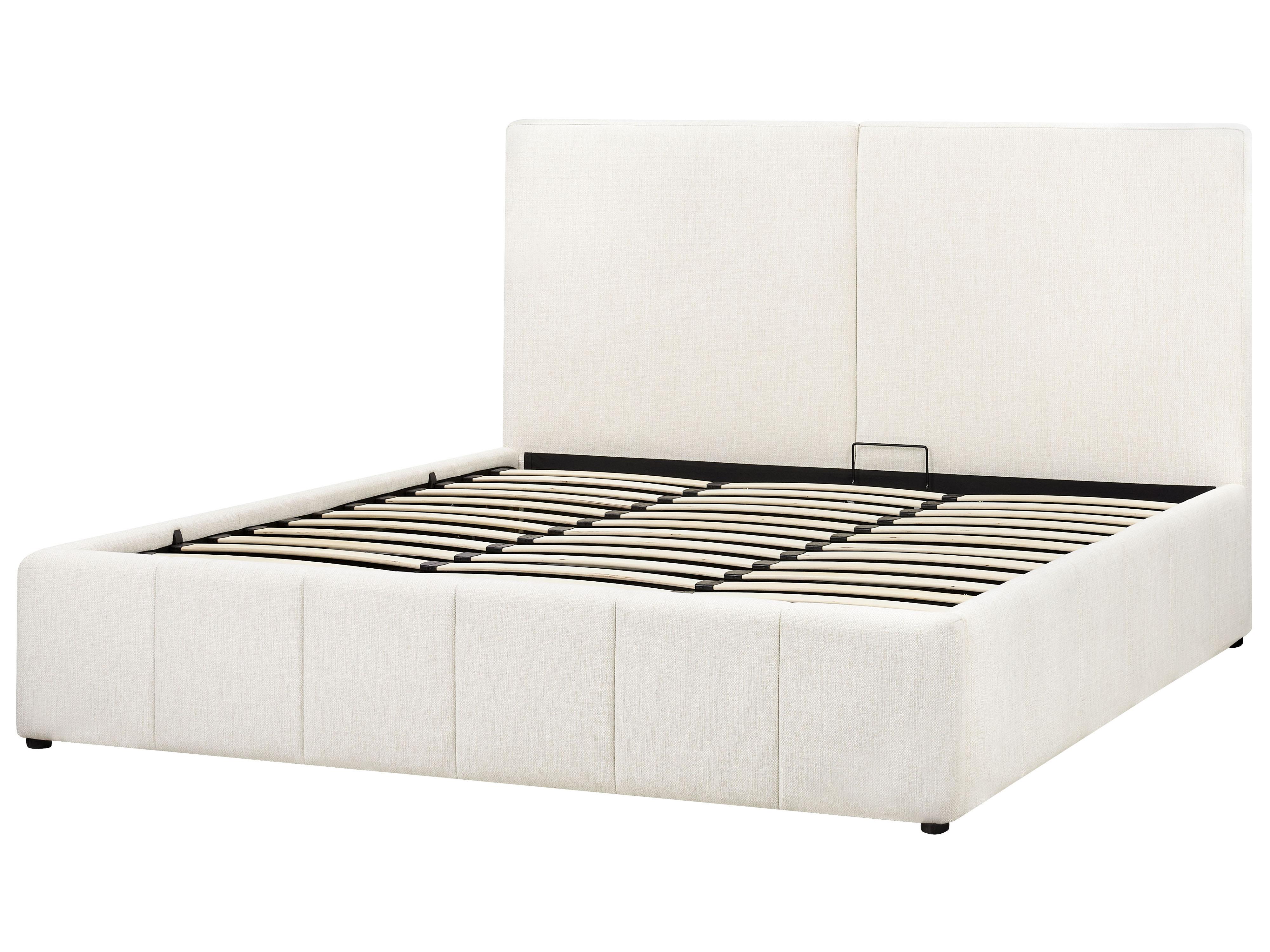 Bed met opbergruimte Stof CASTELNAVET 180 x 200 cm Gebroken wit