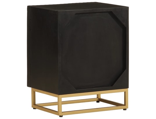 VIDAXL - Table de chevet noir 40x30x50 cm bois massif manguier et fer