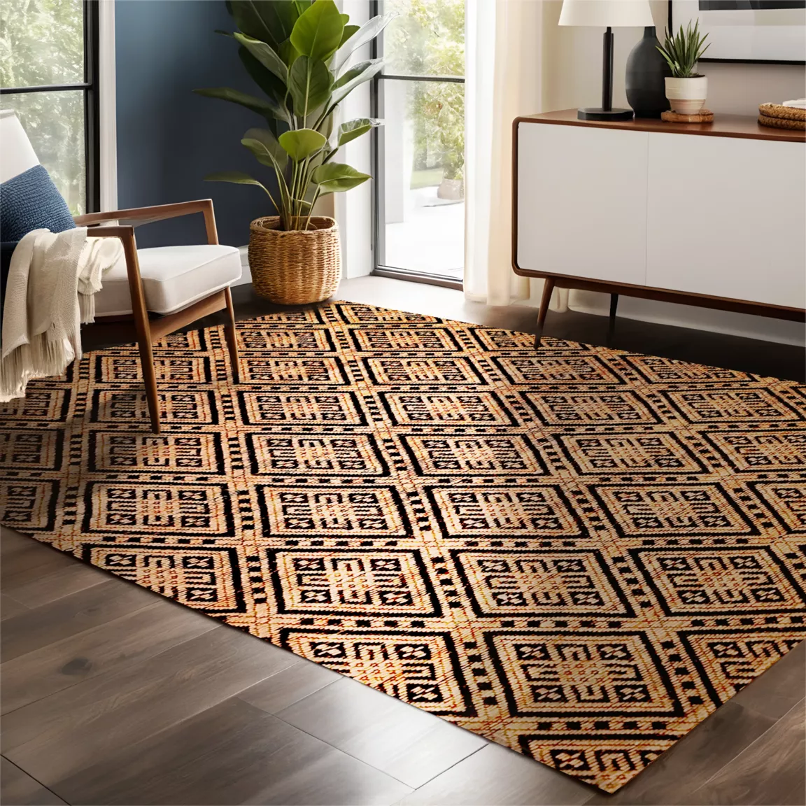 Tapis de salon rectangulaire jute tissée main (160 x 230 cm) Meera Beige