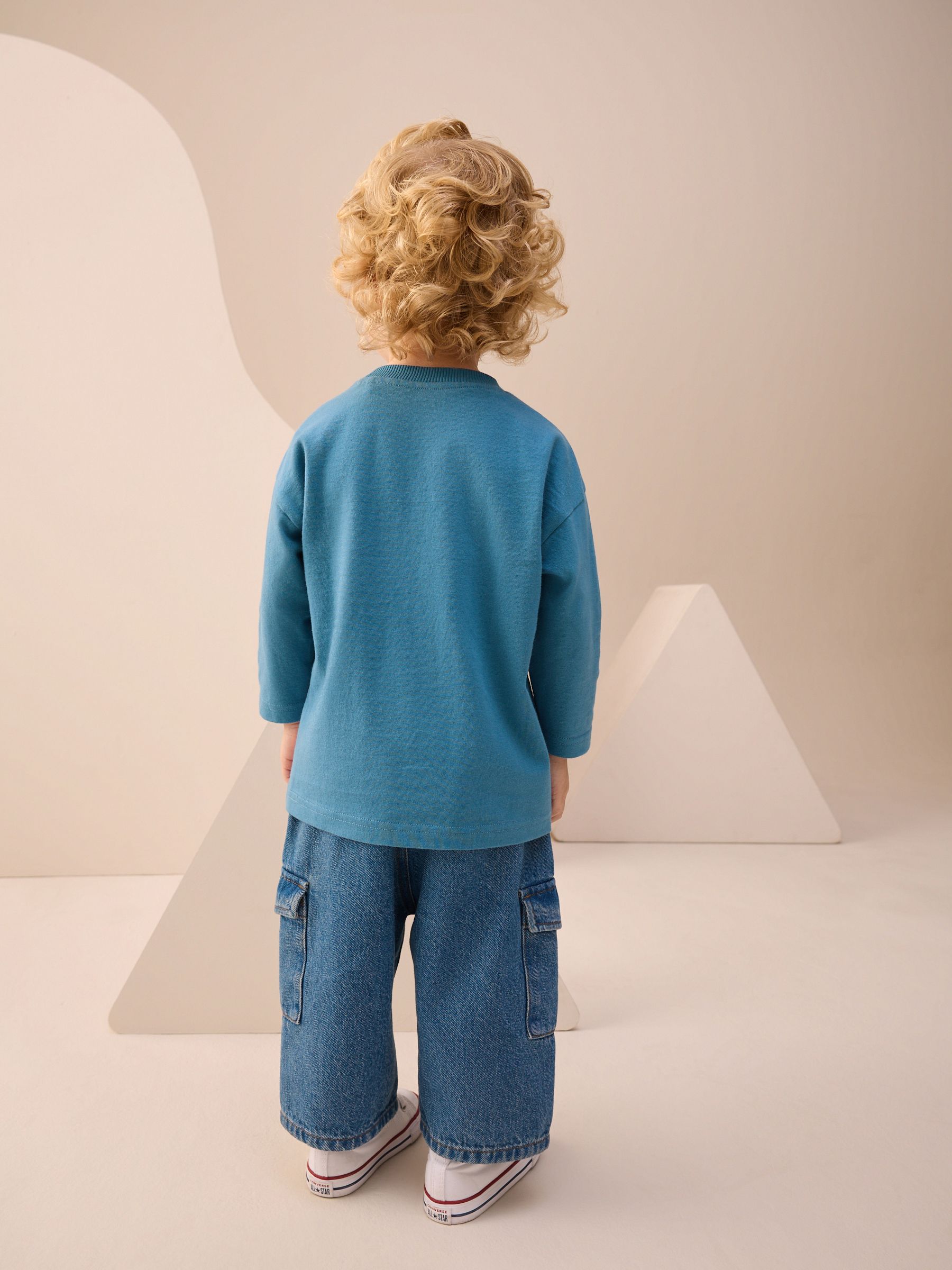Blue Les Alpes Interactive - T-shirt met applicatie en lange mouwen (3 mnd-7 jr)