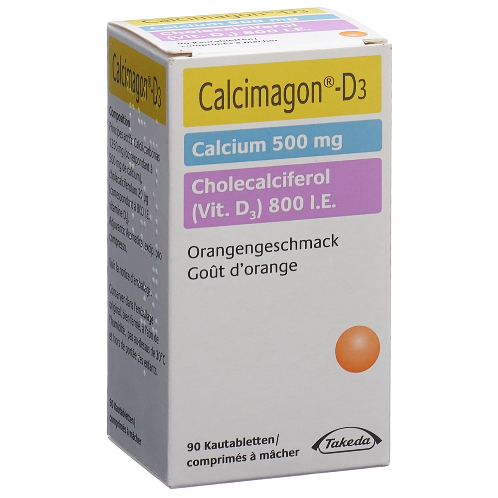 CALCIMAGON D3 Kautabl 500/800 Orange Ds 90 Stk