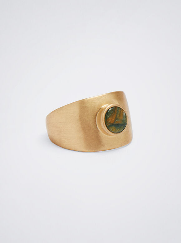 Anillo Ancho Con Resina - Blanco