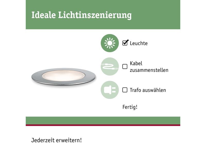 Paulmann Gartenspot Plug & Shine Floor Eco 3000 K, Erweiter Bodeneinbauleuchte für das Plug & Shine System