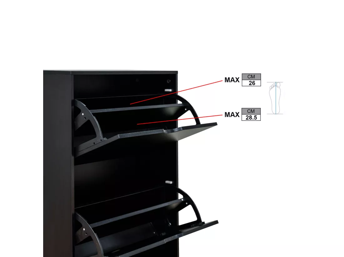 Armoire à Chaussures Rebecca Mobili Ekpe 119x60x23 MDF Noir Moderne