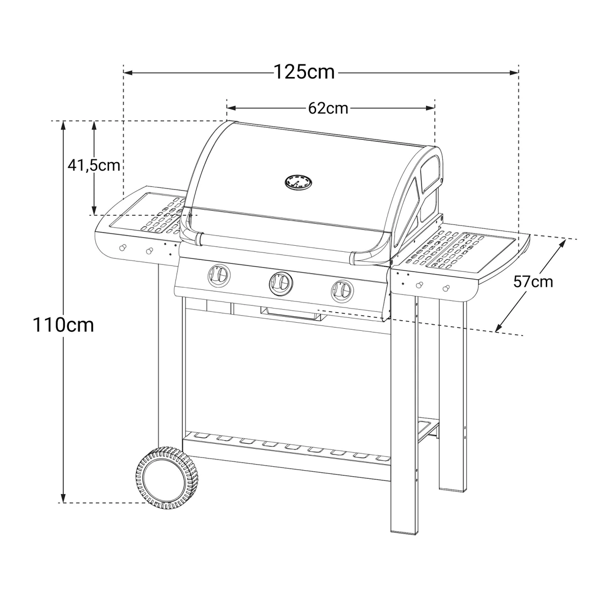 Barbecue au gaz FIESTA 3 - 3 brûleurs avec thermomètre 10,5kW Cook'in